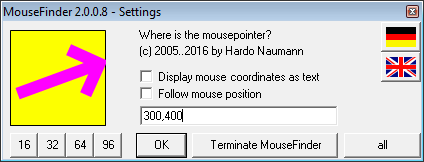 MouseFinder - searches for the mousepointer on all your monitors